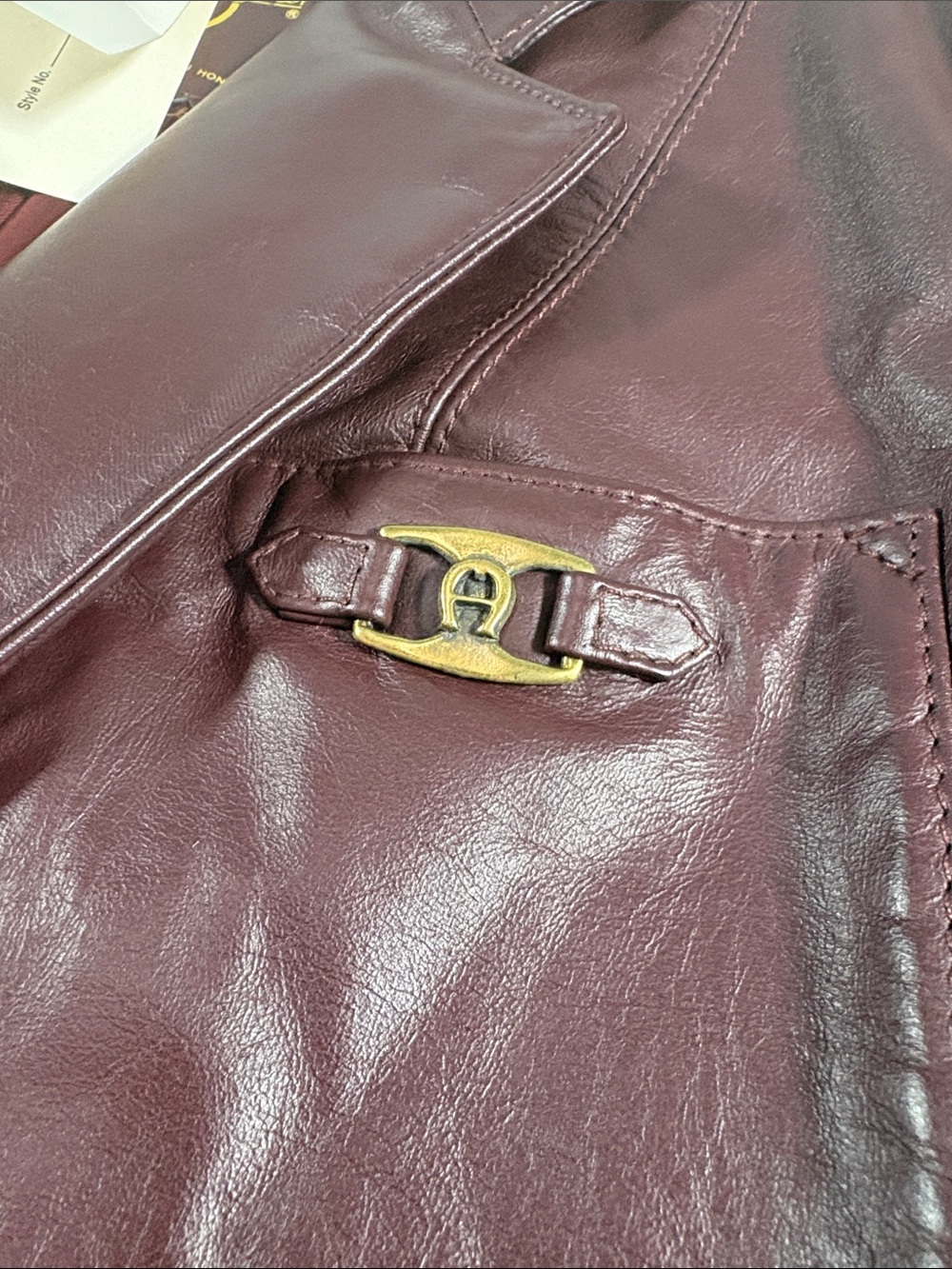 NWT VTG Etienne Aigner Oxblood Leather Blazer Jacket Deadstock Sz 12 - Picture 5 of 10